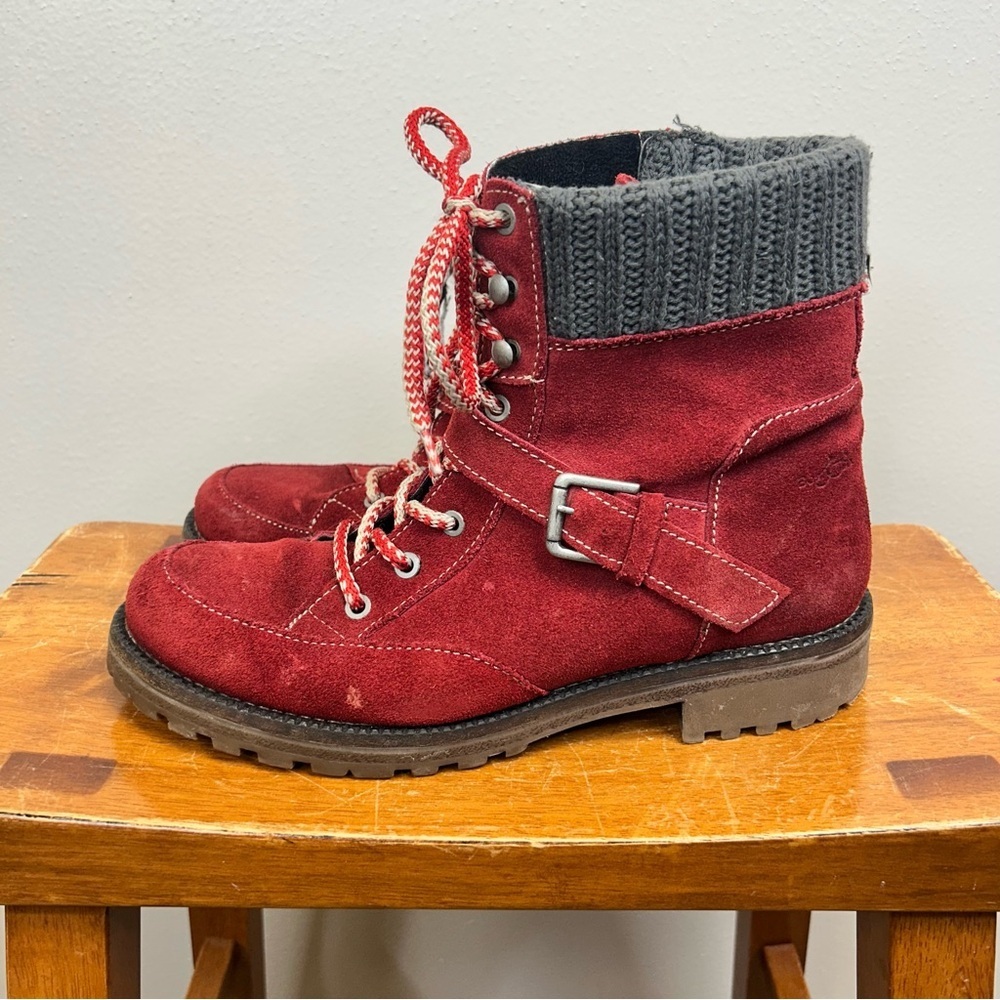 Bos. & Co. Colony Red Suede Cuff Boots Lace Up Womens 41 10 Hiking Outdoor Gorp